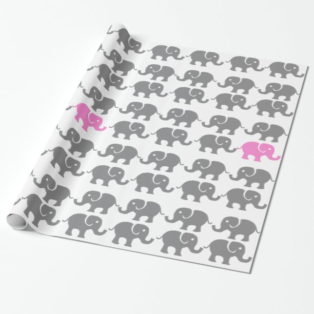Papel de papel de embrulho do elefante cor-de-rosa (Desenrolado)