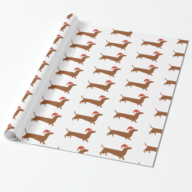 Papel de papel de embrulho do Natal do Dachshund (Desenrolado)