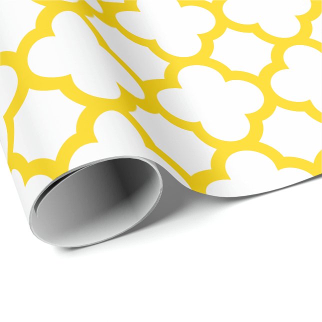 Papel de papel de embrulho Dourado de Quatrefoil (Ponta do rolo)