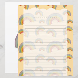 Papel de Papelaria Arco-íris Kawaii Laranja Pastel