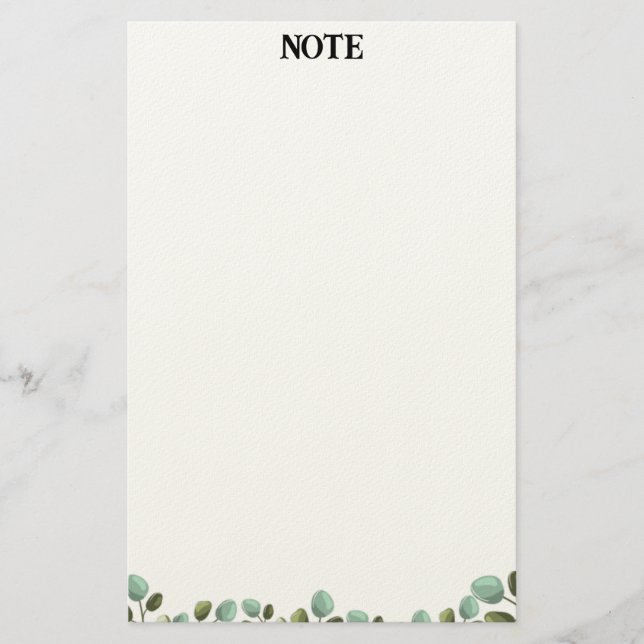Papel de Papelaria Botânica com Vegetação Mínima (Frente)