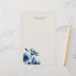 Papel de Papelaria com Monograma Floral Amapola Az