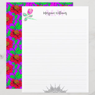 Papel de papelaria com monograma floral fofo em br