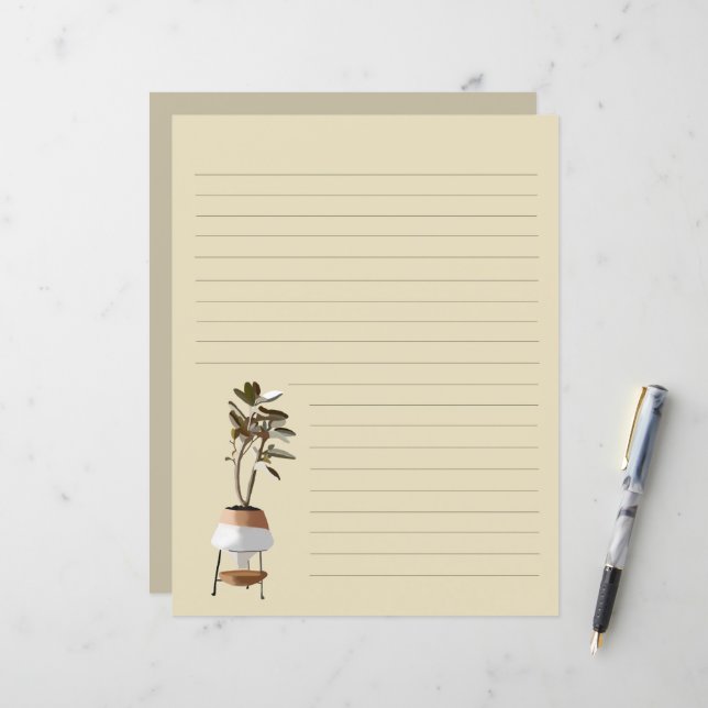 Papel de papelaria com revestimento de árvores em  (Frente/Verso In Situ)