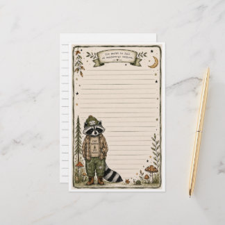 Papel de papelaria de guaxinim explorador da natur