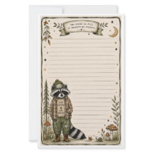 Papel de papelaria de guaxinim explorador da natur