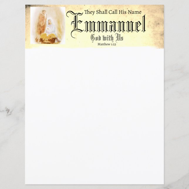 papel de papelaria de Natal cristão Emmanual (Frente)