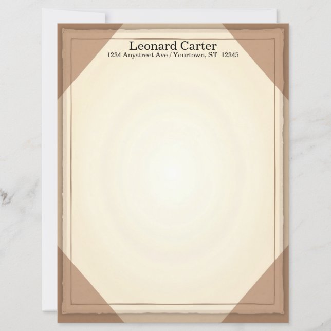 Papel de Papelaria Elegância Marrom e Bege (Frente)