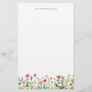 Papel de papelaria elegante com flores silvestres 