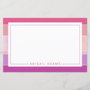 Papel de papelaria em tiras roxas, rosa, personali
