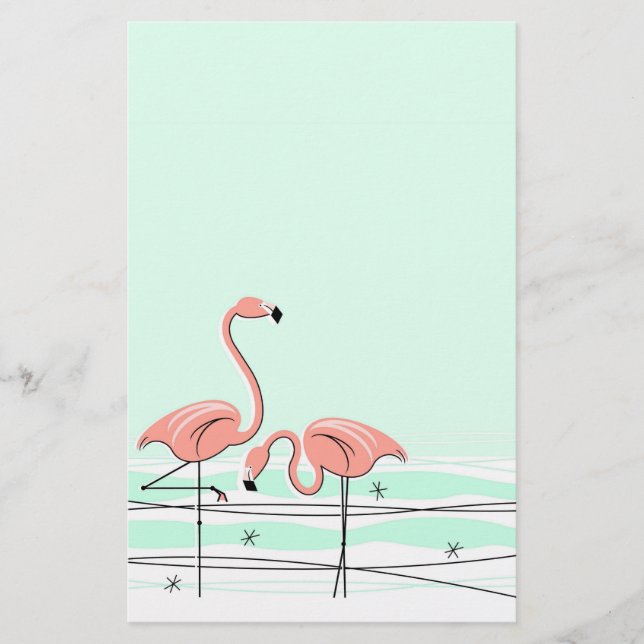Papel de papelaria Flamingo Aqua (Frente)