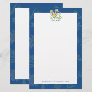 Papel de papelaria floral aquarela pintado à mão