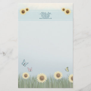 Papel de papelaria floral Borboleta Girassol