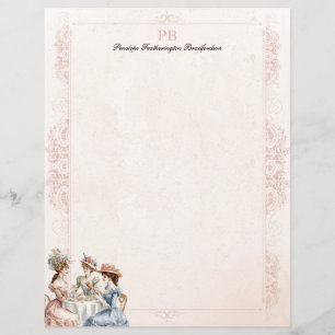 Papel de papelaria monogramada de chá vitoriano vi