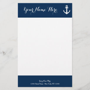 Papel de papelaria náutica azul de marinho persona