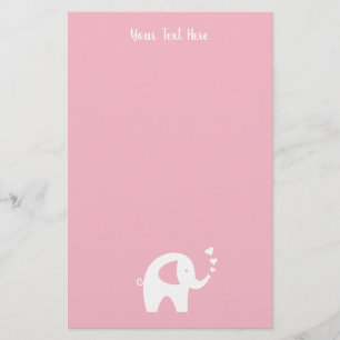 Papel de papelaria para chá de bebê da menina elef