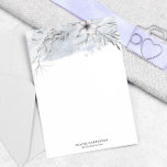 Papel de papelaria para Cinzas de plástico russo<br><div class="desc">Papel de papelaria com pincéis acrílicos em azul-claro e azul-claro com ilustrações de folhagem de cinzas e um script personalizado na parte inferior. Veja na nossa loja mais itens correspondentes.</div>