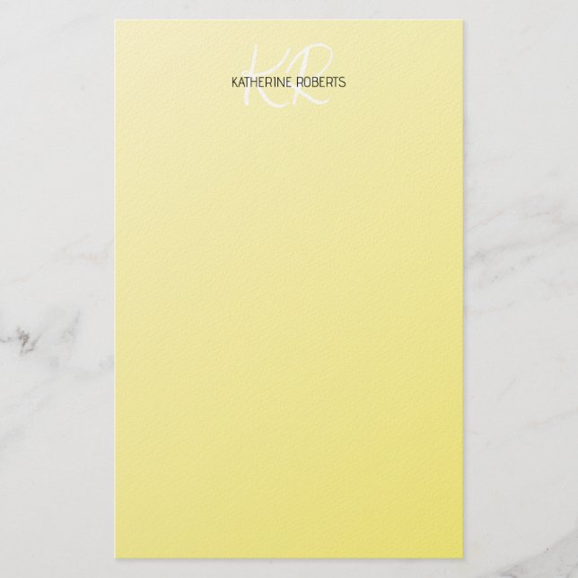Papel de papelaria personalizada amarelo limão (Frente)