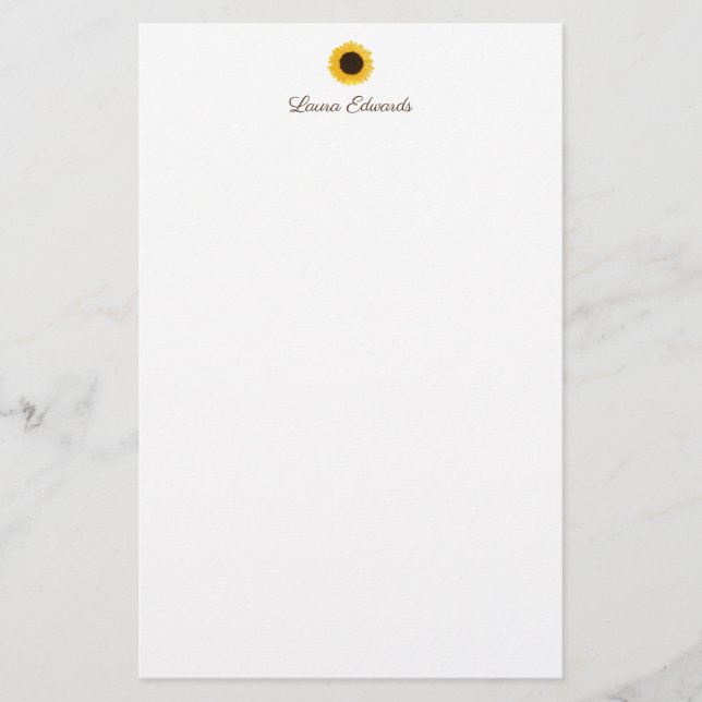 Papel de papelaria personalizada com girassol amar (Frente)