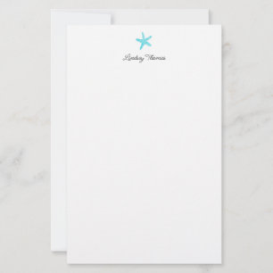 Papel de papelaria personalizada estrela-do-mar az