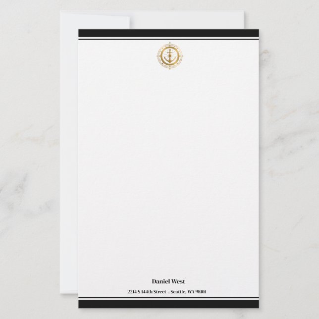 Papel de Papelaria Personalizada Marítima (Frente)