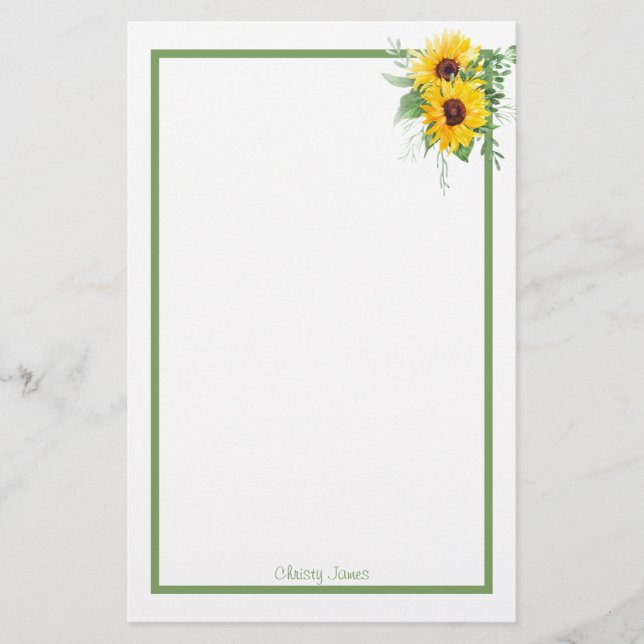 Papel de papelaria personalizado de girassol (Frente)