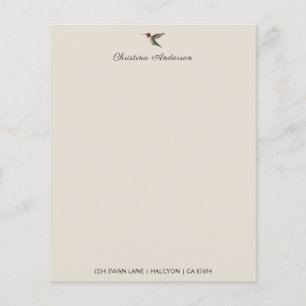 Papel de papelaria personalizado do beija-flor