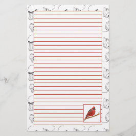 Papel de papelaria revestido com pássaros vermelho