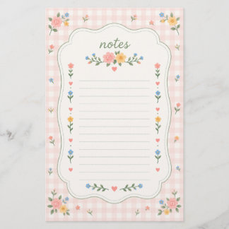Papel de papelaria Shabby Chic Rosa Xadrez Floral