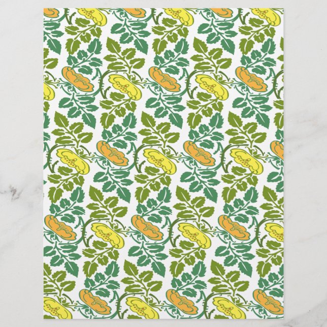 Papel de parede damasco floral de botão-de-ouro em (Frente)