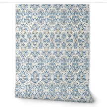Papel de Parede Damask Azul Costeiro - Decoração d
