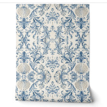 Papel de Parede Damask Náutico de Casa de Praia -