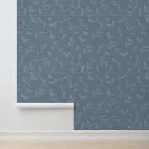Papel de Parede de Arte Botânica em Azul Empoeirad