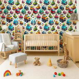 Papel de Parede de Berçário Infantil Carros de Des