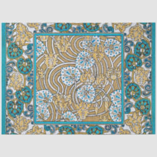 papel de parede de flores azul-de-art-nouveau