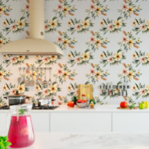 Papel de parede de padrão floral amarelo suave