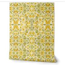 Papel de Parede Floral Amarelo - Padrão Botânico