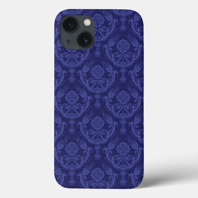Papel de parede floral azul luxuoso do damasco (Verso)