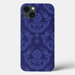Papel de parede floral azul luxuoso do damasco
