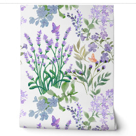 Papel de Parede Floral Botânico Roxo Azul