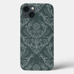 Papel de parede floral verde luxuoso do damasco