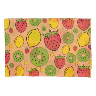 Papel de parede frutado: morangos, limões, kiwis.