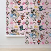 Papel de Parede Listras Rosa Festa de Chá da Excên