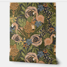 Papel de parede tropical Chita e Flamingo Floral