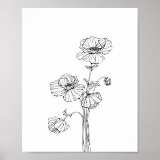 Papel de Poster minimalista de flores (Matte)