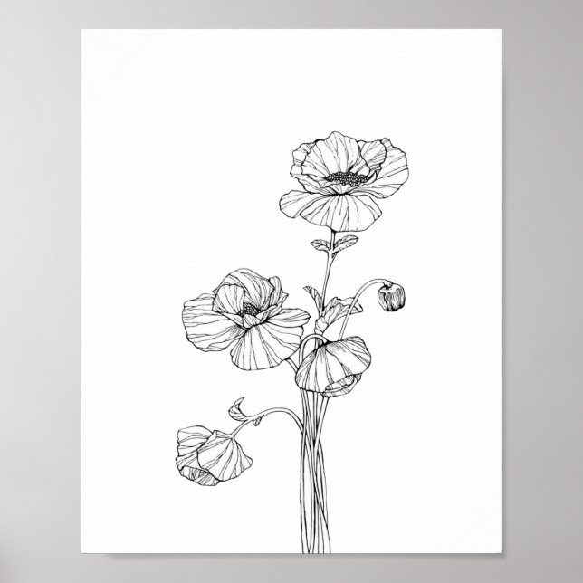Papel de Poster minimalista de flores (Matte) (Frente)