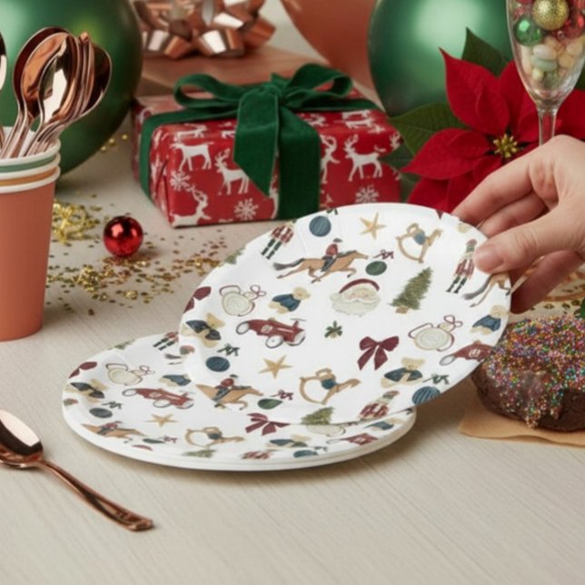 Papel de Prato com Padrão de Brinquedos de Natal e (Criador carregado)