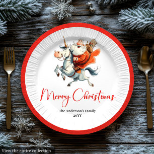 Papel de prato engraçado do Papai Noel para festa