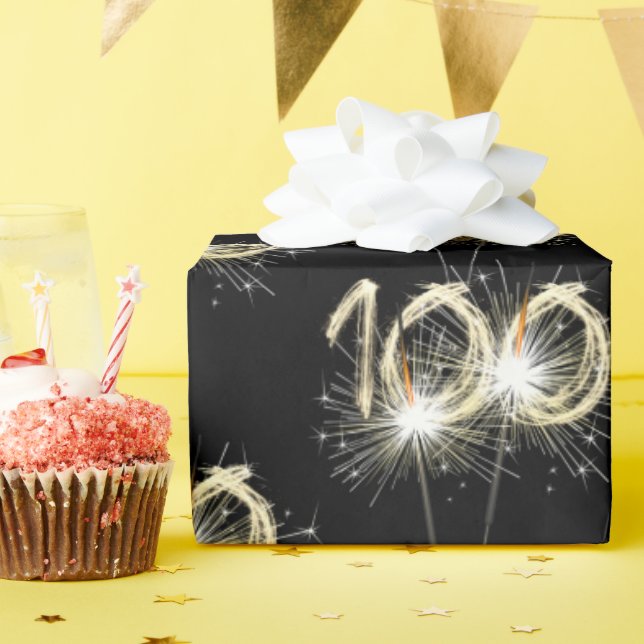 Papel De Presente 100º Aniversário dos Estimuladores a Preto (Festa de aniversário)