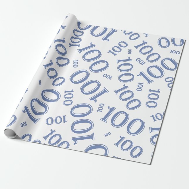 Papel De Presente 100º Padrão Aleatório Azul/Branco Grande (Desenrolado)